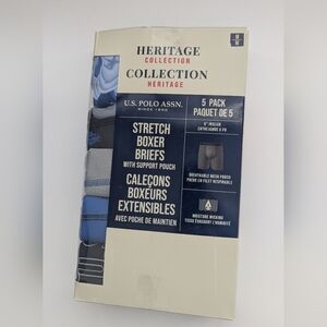 BNIB U.S. Polo Assn. Men's (Medium) 5-Pack Stretch Moisture Wicking Boxer Briefs